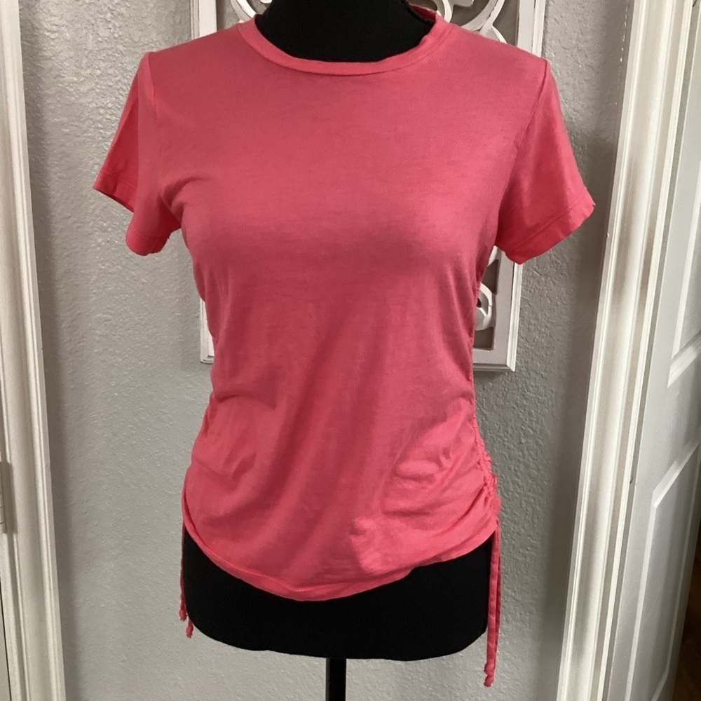 Velvet Pink Fitted Ruched T-Shirt